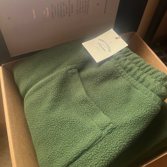 $259! NWT RARE Men's Portuguese Flannel WARM Polar Fleece Pants - Green - L - Picture 1 of 2
